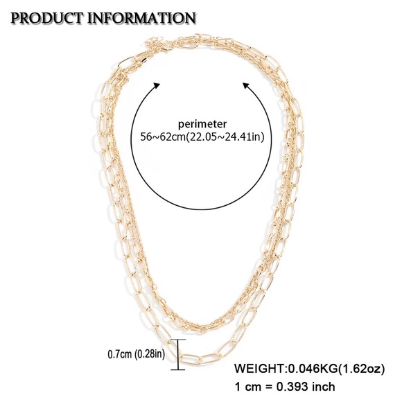 Zara NEW Gold Triple 2-Thickness Interlock Oval Rectangle Link Chain Chocker - Picture 3 of 6
